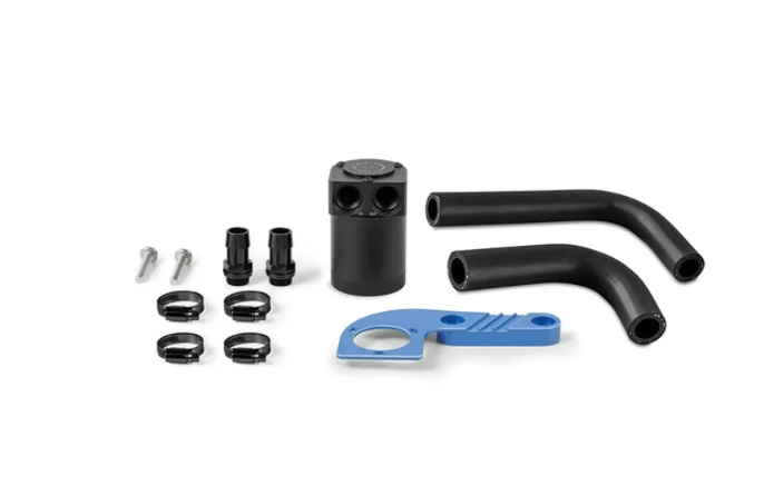 Mishimoto Baffled Oil Catch Can, Yas Marina Blue, CCV Side, BMW F8X M3/M4 2015-2020